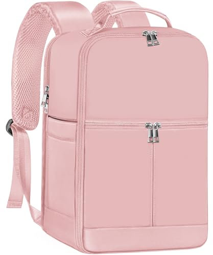 OTAHGK Handgepäck 40x20x25 für Ryanair Underseat Travelite Rucksack, Handgepäck Rucksack Kabinengröße 20L, Laptop Rucksack Kleine Flugzeug Reiserucksack für Weekender Kurze Tirp-Rosa