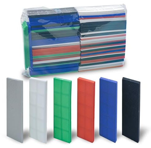 90 PCS Packers, 28mm x 100mm Flat Plastic Glazing Packers (1-6mm), Window Packers, Spacers, Plastic Packers, Shims for DIY, Home Improvement, Window, and Door Frame Installations (Mixed Pack of 90)