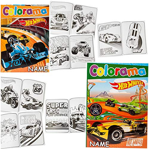 48 Seiten großes XL Malbuch - A4 - inkl. Name - kompatibel mit Hot Wheels - Auto - Jungen - Dickes Kindermalbuch - für Stifte & Wassermalfarben - Bastelbuch..