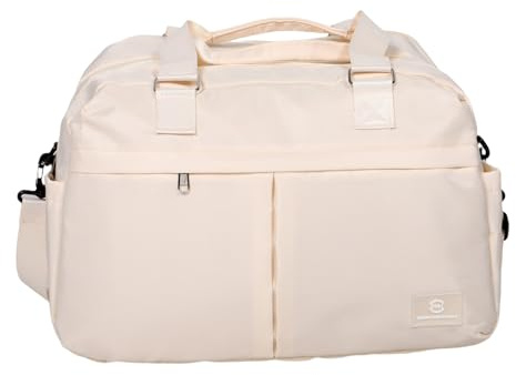 Happyyami Große Kapazität Sporttasche Mit Trennfächern Erweiterbare Fitness Reisetasche Für Frauen Für Gym Reisen Und Wochenendausflüge Cremefarben