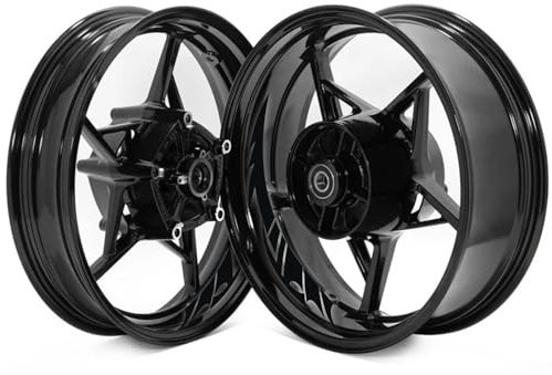 DualColorStampe® Adesivi interno cerchi moto 17 POLLICI decal stickers cerchioni gomme strisce adesivi cerchi moto COD. D0031 (NERO LUCIDO)