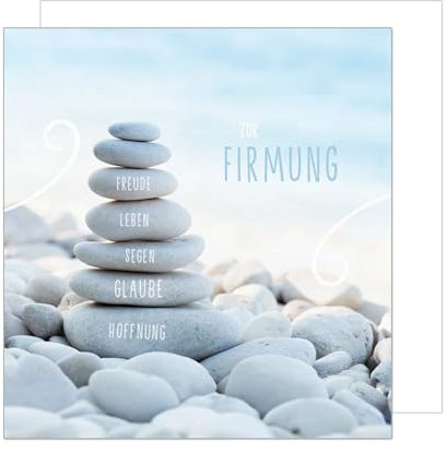 Edition Seidel Premium quadratische Glückwunschkarte zur Firmung mit Umschlag. Firmungskarte mit Spruch Karte Grußkarte Junge Mädchen Jugendliche Meer Steine Segen Glaube (FIQ102 SW025)