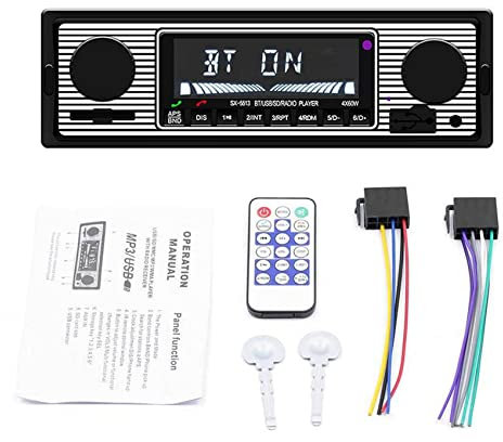 QUAEDE 1 DIN Retro Car Stereo Audio Automotive Bluetooth with USB USB/SD/AUX Card FM MP3 Player PC Type:-5513