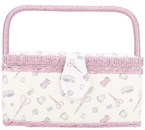 HUWOYG Nähkästchen Stoff Handwerk Nähen Korb Nähen Aufbewahrungsbox Vintage Nähkorb Haushalt Stoff Handwerk Faden Nadel Aufbewahrungsbox Organizer
