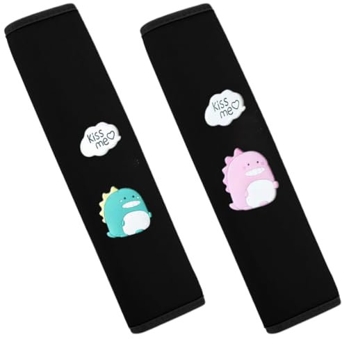 SIRLOMU Almohadilla Premium para Cinturón (2 piezas), Mayor Comodidad en Viajes, con Acolchado Suave, Protector Extraíble, Funda para Coche, Cuello/Hombro, Apto para Adultos y Niños (Negro)