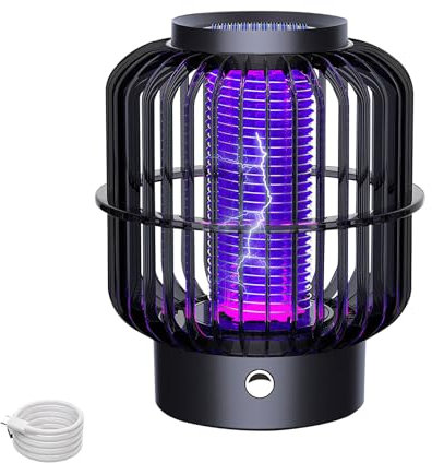 Insektenvernichter Elektrisch, 2 In 1 Mückenlampe Akku Mückenfalle Elektrisch Wiederaufladbarer Fliegenfalle Elektrischer Insektenlampe Innen Mückenschutz mit LED-Licht für Innen/Außen (Solar-A)