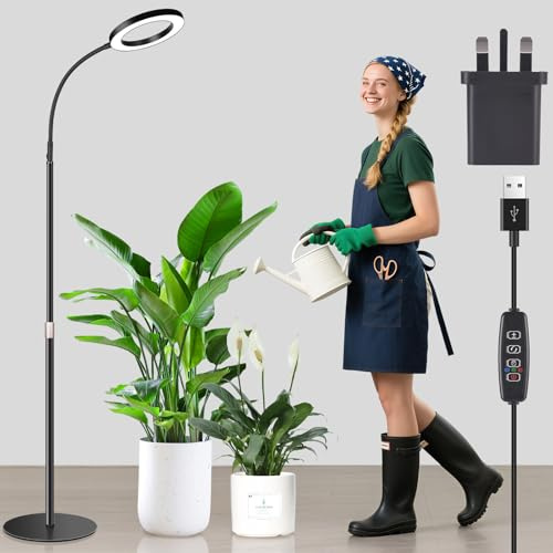 Ainiv Grow Light for Indoor Plants, Full Spectrum Grow Lights, Grow Light Lamp with 6/12/16H Timer, 90-166cm Height Adjustable Floor-Standing Lift, 80 LED Lamp Beads, for All Kinds of Plants