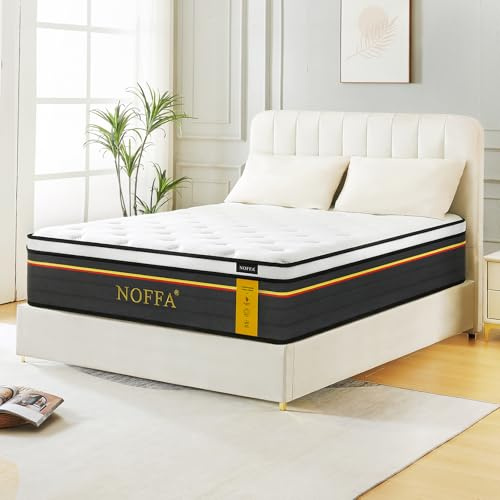 NOFFA Colchón de doble resorte de 30 cm, colchones ortopédicos de doble resorte, colchón de espuma viscoelástica enrollable en una caja, certificado CertiPUR-US y OEKO-TEX, 135 x 190 x 30 cm