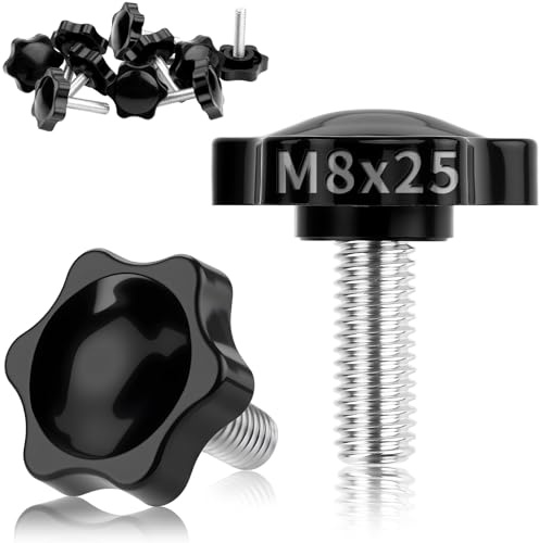 TXXATX 12 Pièces Vis Étoile M8x25mm, Diamètre Tête 32mm Bouton de Serrage | Vis Moletée, pour Machine, Équipement, Instrument, Dispositif de Serrage