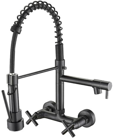 Rubinetto da Cucina a Parete, Doppia modalità, Acqua Calda e Fredda, Ottone Cromato