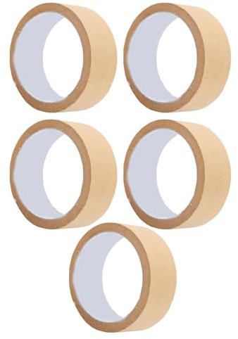XUMIUZIY Lot de 5 Rubans de Masquage, 35 Mm X 20 M, Imperméables, Inscriptibles, pour Peinture Murale, Maison, Courbes, Modèles de Voitures, Décoration, Facile à Déchirer, Facile à Utiliser (BROWN)