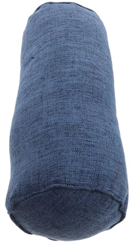Rundes Yoga Bolster Kissen aus Baumwoll Leinen für Nacken | Ergonomisches Nackenkissen mit Perlkissen, Blau, Rund und Zylindrisch, für Yoga, Outdoor und Zuhause