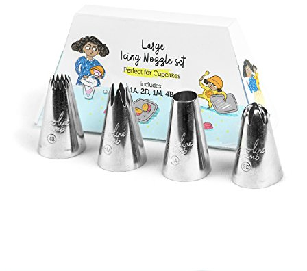 Juego de boquillas grandes de manga pastelera de acero inoxidable (formas 2D, 1M, 4B y 1A) para decorar dulces, tartas y cupcakes