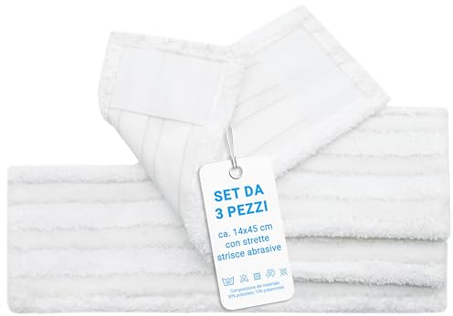 ZOLLNER24 Juego de 3 Fundas para mopas en Color Blanco - Aprox. 14x45 cm - aptas para Todos los Soportes Plegables estándar de 40 cm - Tejido Mixto - Lavables a 60 °C