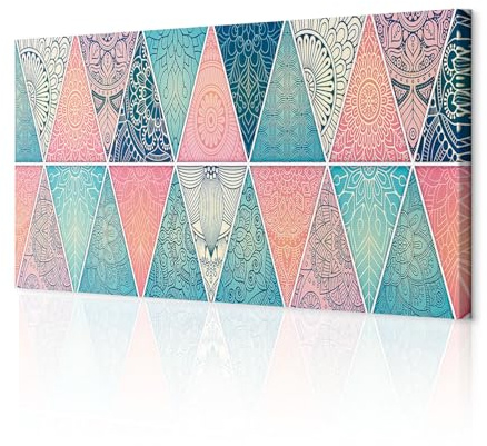 decomonkey Wandbilder Ornament Orient Bunt 135x45 cm 1 Teilig Kunstdruck | Strukturleinwand, Holzkeilrahmen, Leinwandbilder, Bild auf Leinwand, Wanddeko, Wohnzimmer, Wanddekoration, Mandala, Abstrakt