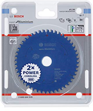 Bosch Accessories Professional Kreissägeblatt Expert for Aluminium (Aluminium, 136 x 20 x 1,6 mm, 48 Zähne, Zubehör Akku Kreissäge)
