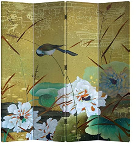 Fine Asianliving Paravent Raumteiler Japanisch Orientalisch Chinesisch Beidseitig L160xH180cm Spanische Wand Trennwand Room Divider Raumtrenner Sichtschutz Bedruckte Canvas Leinwand