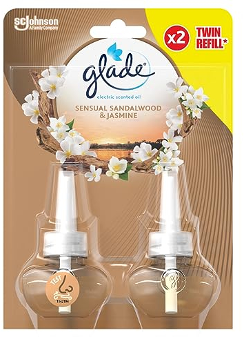 Glade Lufterfrischer, elektrische Duftöl-Nachfüllung für Plug In Lufterfrischer, 6 Stück (12 Nachfüllungen), Sandelholz & Jasmin, 20 ml