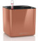LECHUZA Cube Glossy 14 hochwertiger Pflanzwürfel mit Stick -Bewässerungssystem, Spicy Copper highgloss