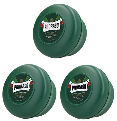 3er Shaving Soap Green Line in a Bowl Proraso Rasierseife Grün im Tiegel 150 ml