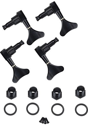 Dilwe Bass Stimmwirbel, 2L 2R Schwarz Geschlossene Zinklegierung Maschinenköpfe Saitenstimmer Stimmwirbel Kompatibel mit E-Bass