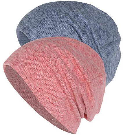 LUVNFUN 2 Pack Slouchy Beanie Hip-Hop Winter Soft Beanie Warme Mütze Skull Cap für Damen Herren, schwarz/rot, Einheitsgröße