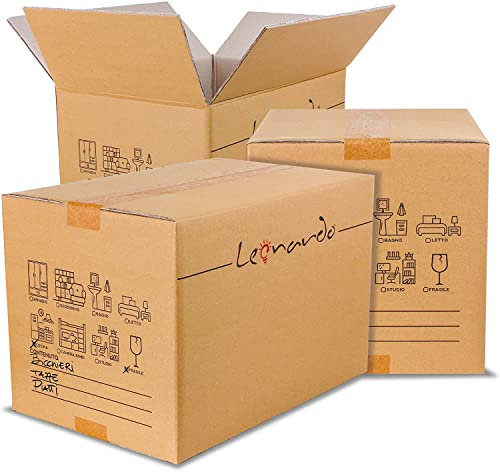 LEONARDO-10 Scatoloni 60x40x40 cm - Scatola di Cartone Doppia Onda - Imballaggi per Spedizione e Trasloco - 10 Pezzi