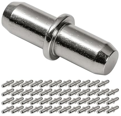 Universal Regalboden Träger, 48 Stück, Bodenträger für Ø 5 mm Bohrlöcher, Stift aus massivem Stahl, Rost-frei, Einlegeboden Halter, Regalbodenträger Möbel, Regalstützen Schrank, Regal Pin Träger