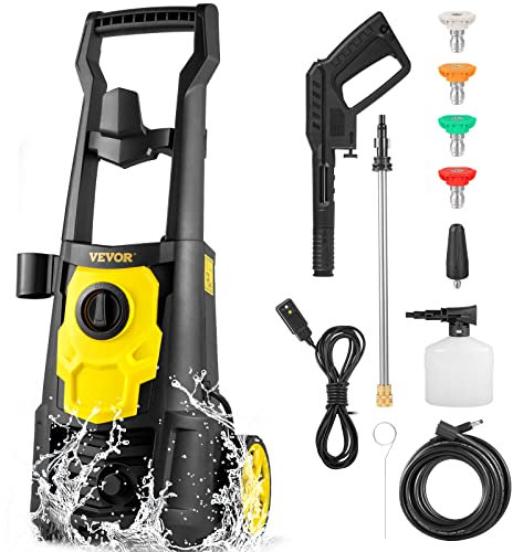 VEVOR Electric Pressure Washer, 2000 PSI, Max. 1.76 GPM Power Washer w/ 30 ft Hose, 5 Quick Connect Nozzles, Foam Cannon, Portable to Clean Patios, Cars, Fences, Driveways, ETL Listed