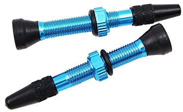 ANCLLO 2Pezzi Valvola Tubeless in Lega di Alluminio per Bicicletta Valvola Francese per Pneumatici da 40mm con Tappo in Plastica Nera Coperture Antipolvere per Pneumatici a Vuoto di Bici da Strada-Blu