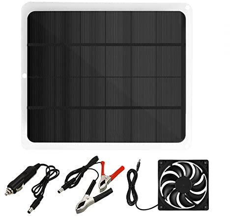 Solarpanel,10W 12V Tragbare Solar Ladegerät,Wasserdicht USB Solar Autobatterie Ladegerät mit Krokodilklemmen Adapter für LKW, Boot, Wohnmobil, Motorrad, Traktor