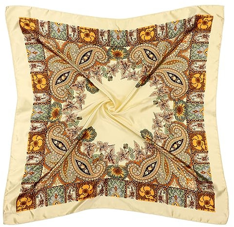 DRESHOW 90x90cm Große Quadratische Schals für Damen Seide Kopftuch Bandanas Haartuch Halstuch Haarschmuck