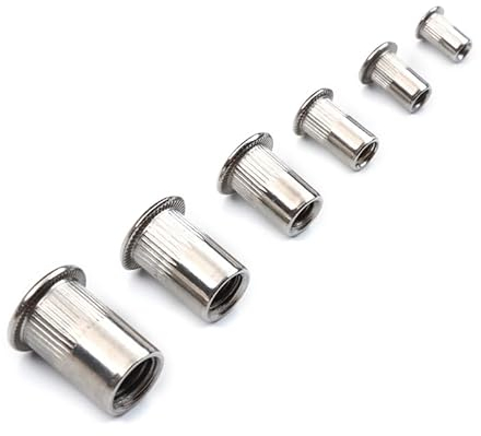 Nietmuttern 93-teiliges Blindnietmuttern-Set aus Edelstahl mit Gewindeeinsatz und Flachkopf-Nietmuttern M3/M4/M5/M6/M8/M10