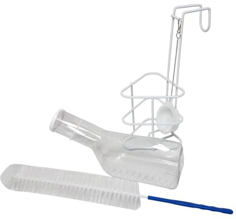FabaCare Urinal für Männer mit Korb und Bürste, Urinflasche, Urinhilfe, Urinente, Betturinal, Urinalflasche, Urin-Ente, Inkontinenz-Urinal, Inkontinenz-Hilfe, mobiles Urinal, mobile Urinalhilfe