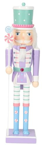 Fonowx Ornamenti di schiaccianoci in Legno Figurine di schiaccianoci di Bambole di Natale Decorazione del Desktop, Viola 38 cm