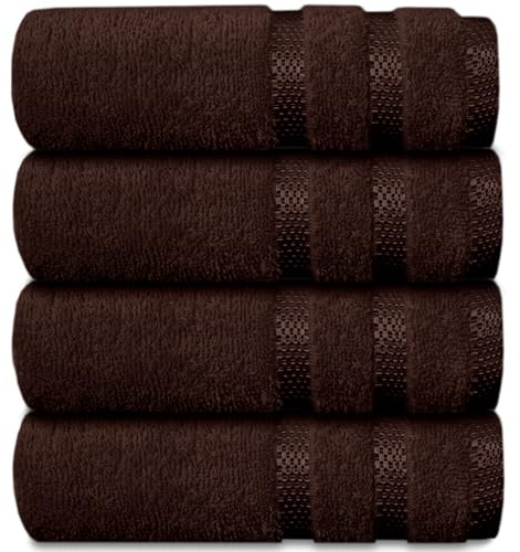 Casabella Luxury 4 Brown Hand Towels Splendid Quality - 100% Cotton Hand Towels for Bathroom (50X90 CM) - Towels for Kitchen, Hotel, Gym