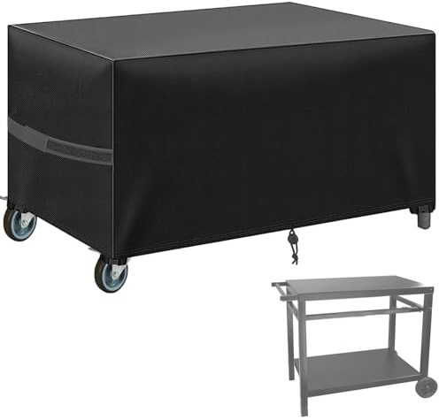 Housse Plancha Exterieur, 600D Housse Chariot Plancha Imperméable, Bache Plancha avec Velcro, Couvercle Plancha Anti-Vent,Anti UV(125*60*80cm,Noi)