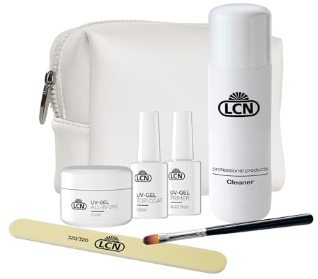 LCN UV-Gel Starter Set - Einsteiger Nagelmodellage-Set für Gelnägel - Komplettpaket für perfekte Nägel - Ohne LED-UV-Lampe - vegan, Säure- & HEMA-frei