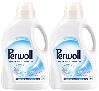 PERWOLL White Waschmittel 2x 27 WL (54 Waschladungen), Feinwaschmittel reinigt sanft und erneuert Weiß und Fasern, für alle weißen Textilien, mit Dreifach-Renew-Technologie
