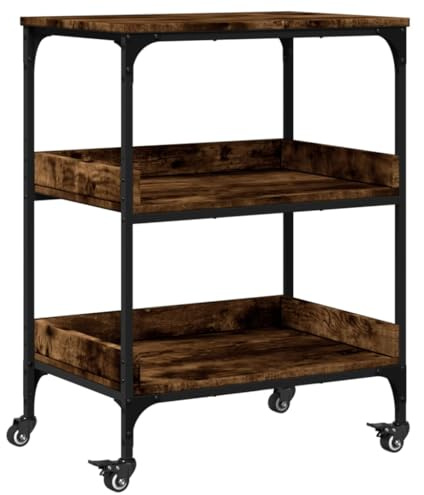 vidaXL Carrello da Cucina Rovere Fumo 60x41x80,5 cm Legno Multistrato