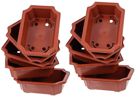 FUNOMOCYA 10 Pezzi Vasi Rettangolari in Plastica Stile Vintage Per Bonsai Cactus Succulenti Piccole Piante Da Uso Domestico Pratico Leggero Spostabile Idee