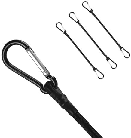 TaoTazon Lot de 4 tendeurs en caoutchouc avec mousqueton, 150 cm, avec crochets, sangles de serrage solides avec crochets, tendeurs en caoutchouc avec crochets pour de nombreuses applications en plein