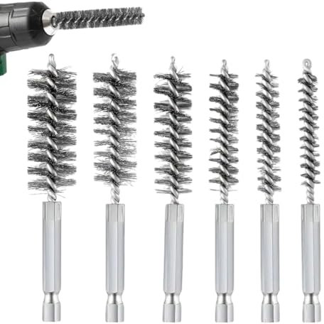 VODAFQS 7 Stück Drahtbürste für Bohrmaschine, Edelstahl, perforierte Bürste, 7 verschiedene Größen, konservierende zylindrische Drahtbürste, rostfreie Stahlbürste zum Polieren, Schleifen, Entgraten