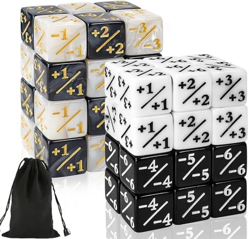 48 Stück MTG Würfel, Würfel Zähler Token Würfel Loyalität Würfelzähler Kompatibel mit MTG CCG Kartenspiel Zubehör mit Aufbewahrungsbeutel (Schwarz,Weiß,Perlschwarz, Perlweiß)