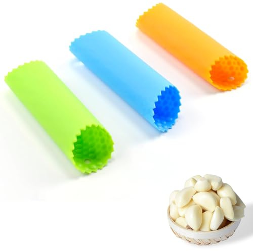 3 Stück Silikon Knoblauchschäler Schäler Rolle,SchnellschäLrolle GroßEr Einfach Und Praktisch SilikonschäLer für Küchenwerkzeug,Knoblauch Roller KüChenhelfer Silikon Knoblauch Schäler