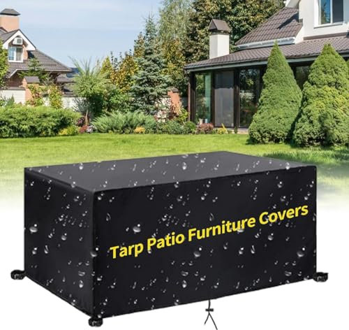 AEUUEU Housse de Protection Table de Jardin Rectangulaire 180x100x85cm/LxWxH Bache de Protection Exterieur Table imperméable - Coupe-Vent - Résistante aux UV - Housses pour Mobilier De Jardin