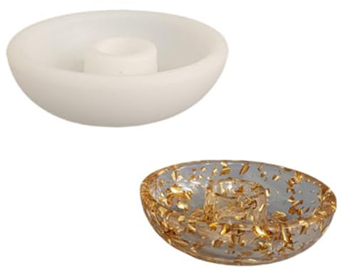 Soporte decorativo de silicona con forma de cuenco para hacer velas, molde para decoración de oficina, yeso