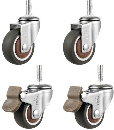 Schwerlast-Lenkrollen, 4 Stück Möbelrollen, Gummirollen Mit Bremsen/Ohne Bremsen, Transportrollen, Rollen Zum Bewegen Von Möbeln, Rutschfest/Verschleißfest/a/50Mm/M8