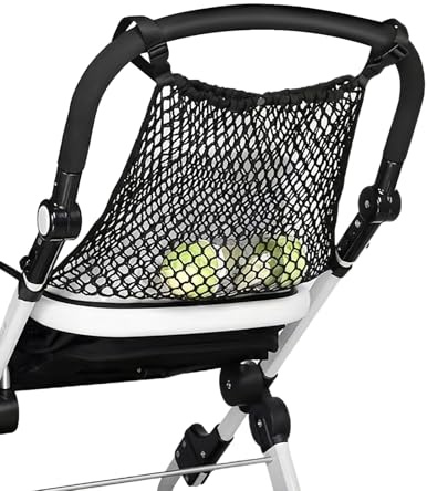 Black Stroller Shopping Net, Buggies Net Bag on the Back, Universal Baby Trolley Mesh Net Pocket, Stroller Organizer Storage Bag for Pushchair Pram Buggy Stroller