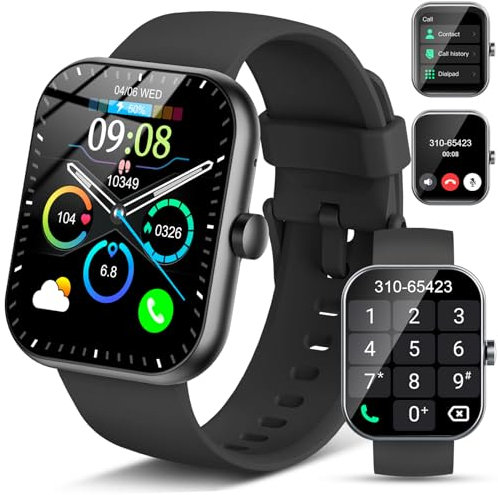 Smartwatch Uomo Donna, 2025 HD 1.96 Orologio Fitness Tracker con Effettua/Risposta Chiamate, 115+ Sportive Smart Watch, Contapassi/SpO2/Sonno/Cardiofrequenzimetro, Impermeabile IP68 per Android iOS